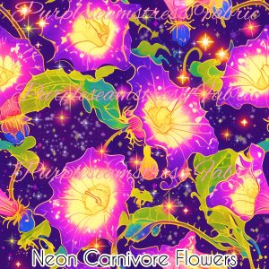 Neon Carnivore Flowers - Fabric