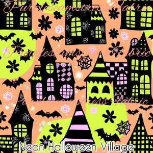 Neon Halloween Village - Fabric