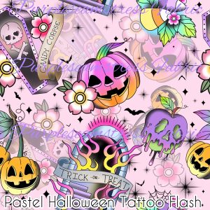 Pastel Halloween Tattoo Flash - Fabric