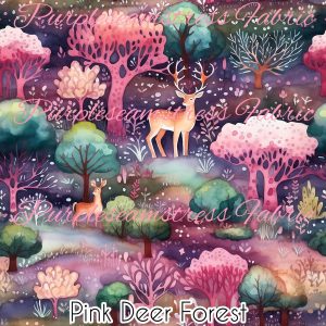 Pink Deer Forest - Fabric