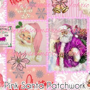 Pink Santa Patchwork - Fabric