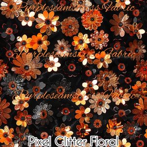 Pixel Glitter Floral - Fabric