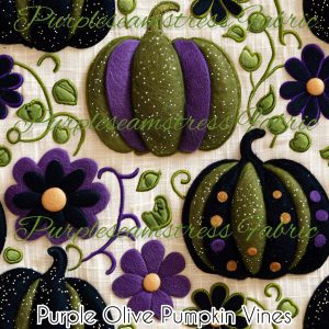 Purple Olive Pumpkin Vines - Fabric