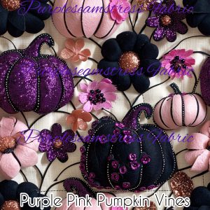 Purple Pink Pumpkins Vines - Fabric