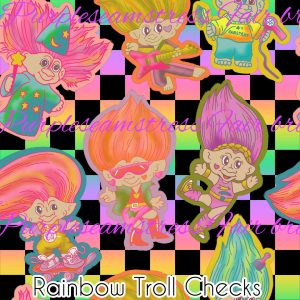 Rainbow Troll Checks - Fabric