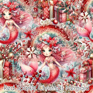 Red Sparkle Christmas Mermaids