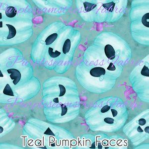 Teal Pumpkin Faces - Fabric