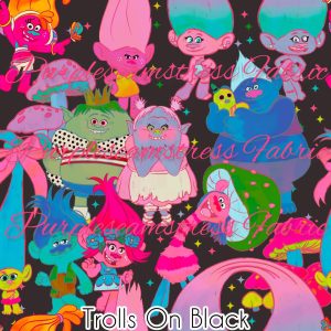 Trolls On Black - Fabric