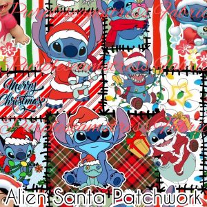 Alien Santa Patchwork - Fabric