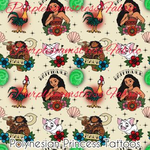Polynesian Princess Tattoos - Fabric