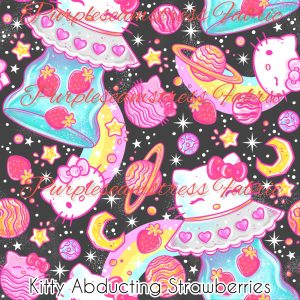 Kitty Abducting Strawberries - Fabric