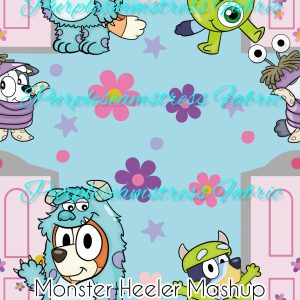 Heeler Monster on Daisies - Fabric