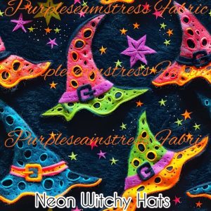 Neon Witchy Hats - Fabric