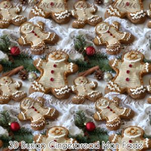 3D Burlap Gingerbread Man Fade - Fabric
