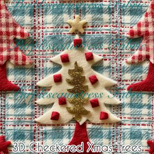 3D Checkered Xmas Trees - Fabric