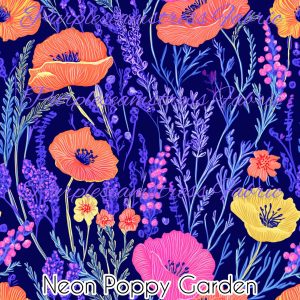 Neon Poppy Garden - Fabric