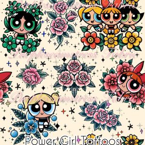 Power Girls Tattoos on White
