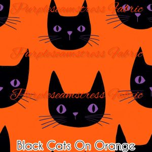 Black Cats on Orange - Fabric