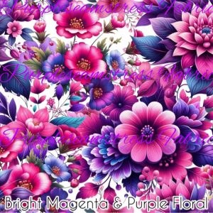 Bright Magenta & Purple Floral - Fabric
