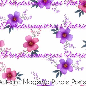 Delicate Magenta Purple Posies - Fabric