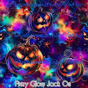 Fiery Glow Jack O's - Fabric