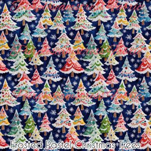 Frosted Pastel Christmas Trees - Fabric