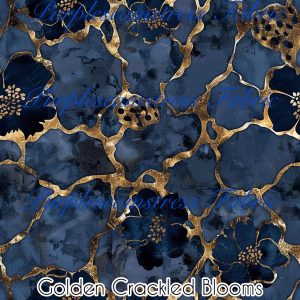 Golden Crackled Blooms - Fabric