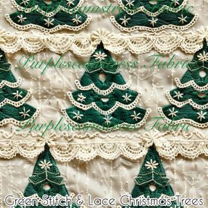 Green Stitch & Lace Christmas Tree - Fabric
