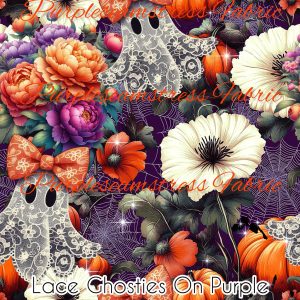 Lace Ghosties On Purple - Fabric