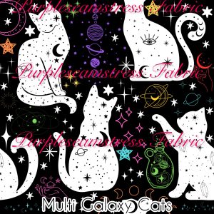Multi Galaxy Cats - Fabric