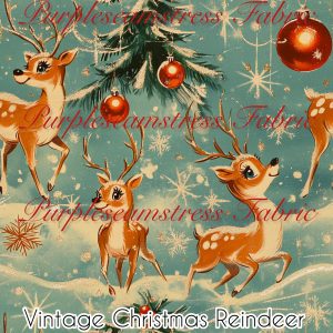 Vintage Christmas Reindeer - Fabric