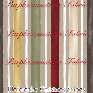 Watercolor Christmas Stripes - Fabric