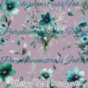 Wispy Teal Bouquets - Fabric