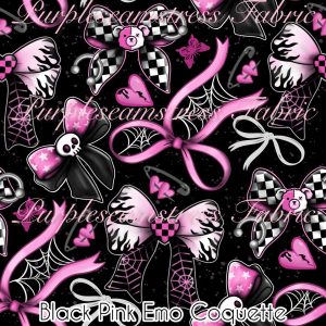 Black Pink Emo Coquette - Fabric
