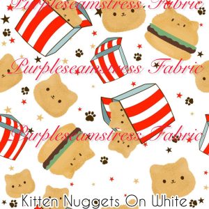Kitten Nuggets on White - Fabric