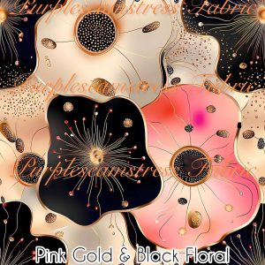 Pink Gold & Black Floral - Fabric