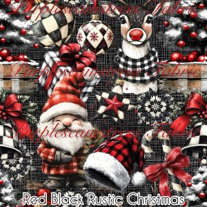 Red Black Rustic Christmas - Fabric