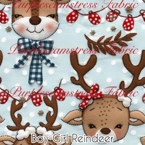 Boy Girl Reindeer - Fabric