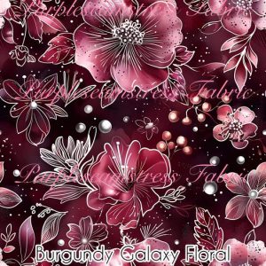 Burgundy Galaxy Floral - Fabric
