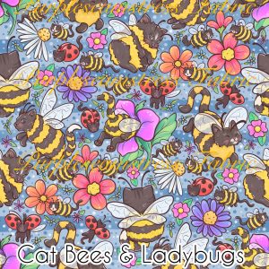 Cat Bees & Ladybugs - Fabric