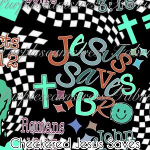 Checkered Jesus Saves - Fabric