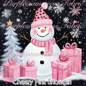 Cheery Pink Snowgirl - Fabric