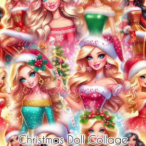 Christmas Doll Collage - Fabric