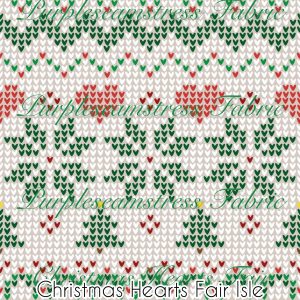 Christmas Heart Fair Isle - Fabric