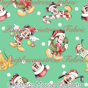 Christmas Mouse on Dots - Fabric