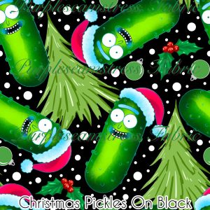 Christmas Pickles on Black - Fabric