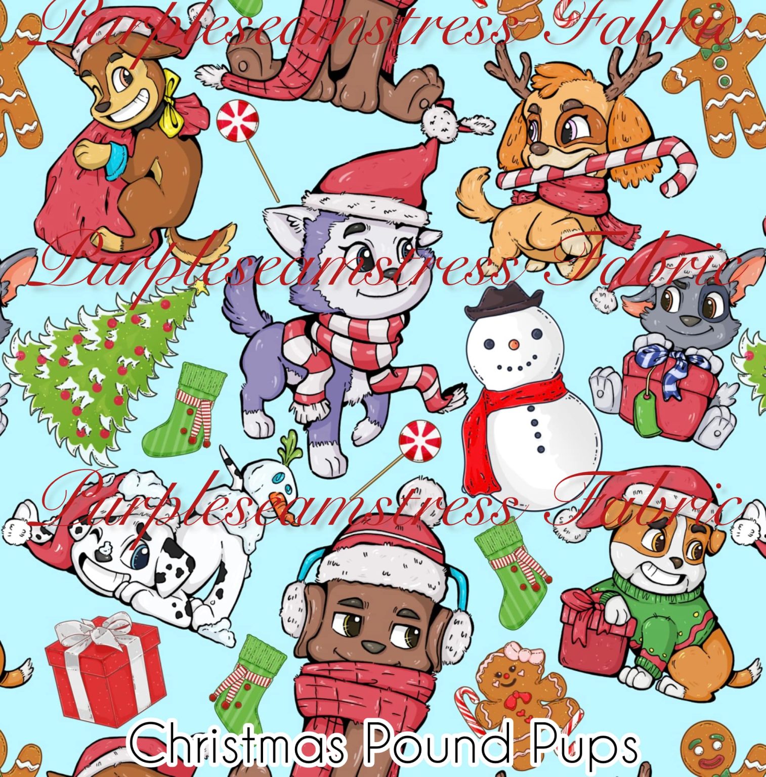 Christmas Pound Puppy Purpleseamstress Fabric