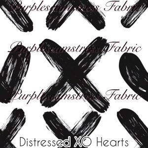 Distressed XO Hearts - Fabric