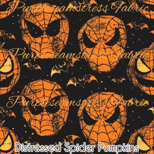 Distressed Spider Pumpkins - Fabric