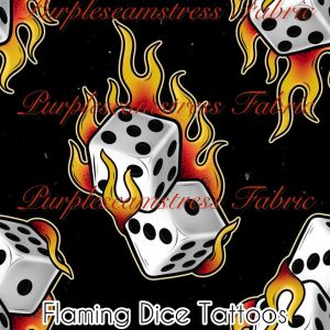 Flaming Dice Tattoos - Fabric